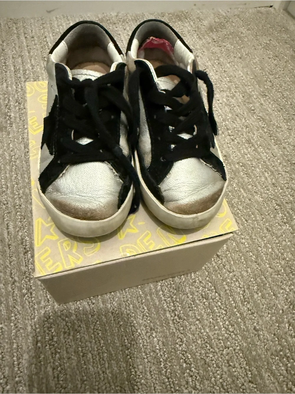 Golden Goose Kids Silver and Black Low-Top Sneakers